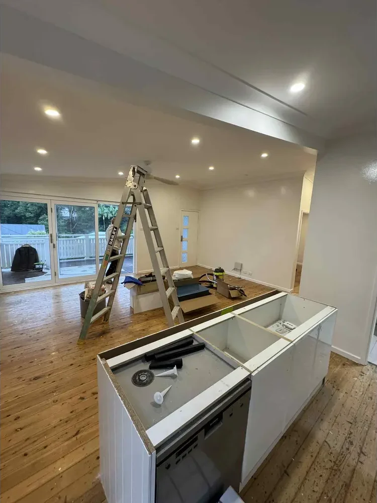 Freshly painted living room interior with warm neutral walls
